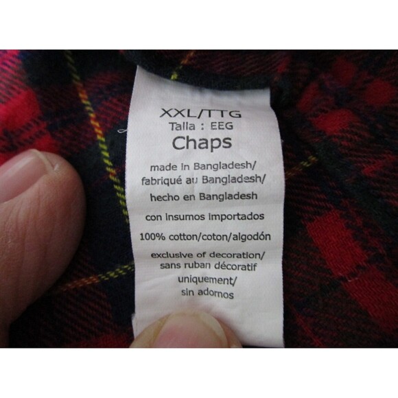 Chaps Mens Flannel Button Up Shirt Size 2XL Red Black Plaid Long Sleeve - Picture 9 of 12